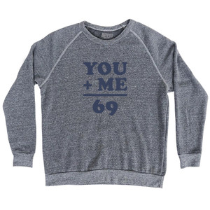 69 Math Equation Adult Tri-Blend Sweatshirt Athletic Grey