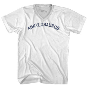 Ankylosaurus Adult Tri-Blend V-neck T-shirt - White