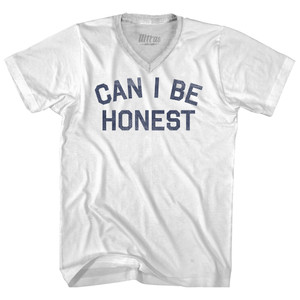 CAN I BE HONEST Adult Tri-Blend V-neck T-shirt - White