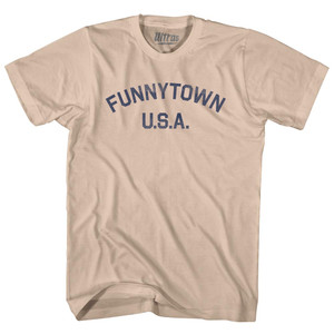 FUNNYTOWN U.S.A Adult Cotton T-shirt - Creme