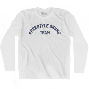 Freestyle Skiing Team Adult Cotton Long Sleeve T-shirt - White