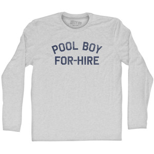 Pool Boy For-Hire Adult Cotton Long Sleeve T-shirt - Grey Heather