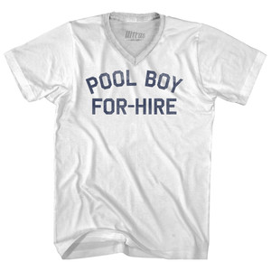 Pool Boy For-Hire Adult Tri-Blend V-neck T-shirt - White