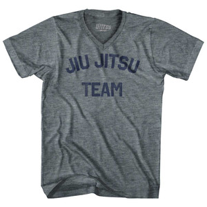 Jiu Jitsu Team Adult Tri-Blend V-neck T-shirt - Athletic Grey