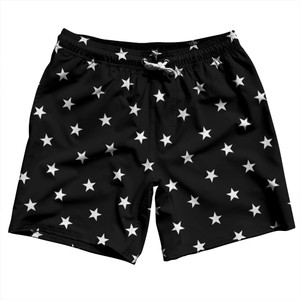 Stars Swim Shorts 7" Made in USA - Black Stars Swim Shorts 7" Made in USA - Black