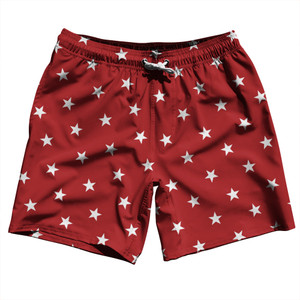 Stars Swim Shorts 7" Made in USA - Dark Red Stars Swim Shorts 7" Made in USA - Dark Red