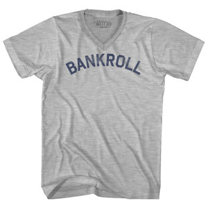 Bankroll Adult Cotton V-neck T-shirt - Grey Heather