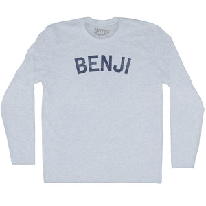 Benji Adult Tri-Blend Long Sleeve T-shirt - Athletic White