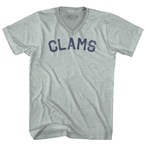Clams Adult Tri-Blend V-neck T-shirt - Athletic Cool Grey