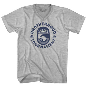 Brotherhood Tournament Adult Cotton V-neck T-shirt - Grey Heather Brotherhood Tournament Adult Cotton V-neck T-shirt - Grey Heather