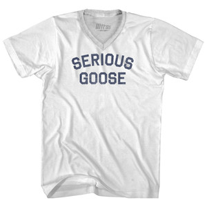 Serious Goose Adult Tri-Blend V-neck T-shirt - White