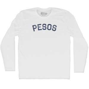Pesos Adult Cotton Long Sleeve T-shirt - White