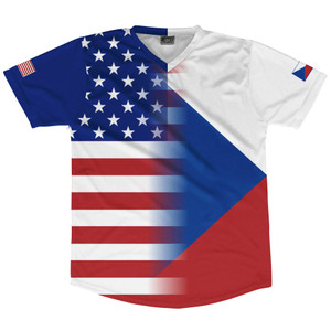 American Flag And Czech Republic Flag Combination Soccer Jersey Made In USA American Flag And Czech Republic Flag Combination Soccer Jersey Made In USA