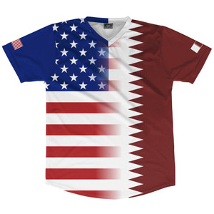 American Flag And Qatar Flag Combination Soccer Jersey Made In USA
