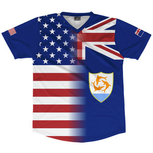 American Flag And Anguilla Flag Combination Soccer Jersey Made In USA
