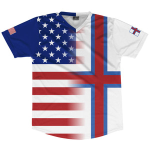 American Flag And Faroe Islands Flag Combination Soccer Jersey Made In USA American Flag And Faroe Islands Flag Combination Soccer Jersey Made In USA