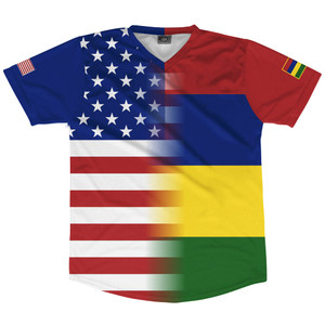American Flag And Mauritius Flag Combination Soccer Jersey Made In USA
