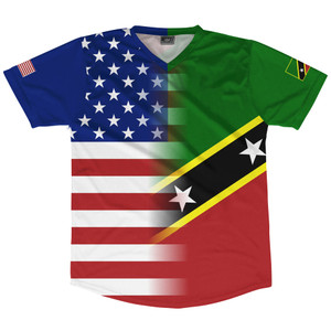 American Flag And Saint Kitts & Nevis Flag Combination Soccer Jersey Made In USA American Flag And Saint Kitts & Nevis Flag Combination Soccer Jersey Made In USA