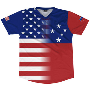 American Flag And Samoa Flag Combination Soccer Jersey Made In USA American Flag And Samoa Flag Combination Soccer Jersey Made In USA