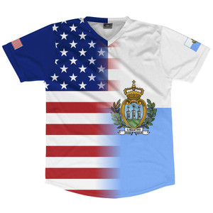 American Flag And San Marino Flag Combination Soccer Jersey Made In USA American Flag And San Marino Flag Combination Soccer Jersey Made In USA