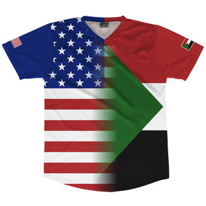 American Flag And Sudan Flag Combination Soccer Jersey Made In USA American Flag And Sudan Flag Combination Soccer Jersey Made In USA