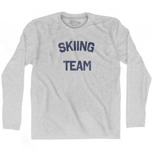 Skiing Team Adult Cotton Long Sleeve T-shirt - Grey Heather
