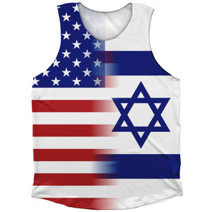 American Flag And Israel Flag Combination Athletic Tank Top