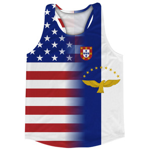 American Flag And Azores Flag Combination Running Racerback Singlet Track Tank Top American Flag And Azores Flag Combination Running Racerback Singlet Track Tank Top