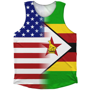 American Flag And Zimbabwe Flag Combination Athletic Tank Top