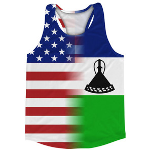 American Flag And Lesotho Flag Combination Running Racerback Singlet Track Tank Top American Flag And Lesotho Flag Combination Running Racerback Singlet Track Tank Top