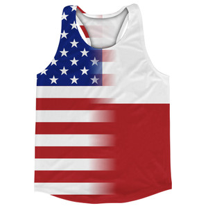 American Flag And Poalnd Flag Combination Running Racerback Singlet Track Tank Top American Flag And Poalnd Flag Combination Running Racerback Singlet Track Tank Top