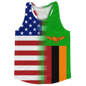 American Flag And Zambia Flag Combination Running Racerback Singlet Track Tank Top American Flag And Zambia Flag Combination Running Racerback Singlet Track Tank Top