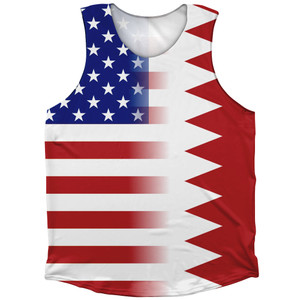 American Flag And Bahrain Flag Combination Athletic Tank Top