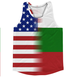 American Flag And Bulgaria Flag Combination Running Racerback Singlet Track Tank Top