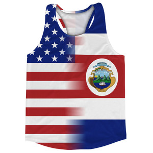 American Flag And Costa Rica Flag Combination Running Racerback Singlet Track Tank Top American Flag And Costa Rica Flag Combination Running Racerback Singlet Track Tank Top
