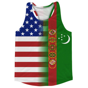 American Flag And Turmenistan Flag Combination Running Racerback Singlet Track Tank Top American Flag And Turmenistan Flag Combination Running Racerback Singlet Track Tank Top