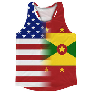 American Flag And Grenada Flag Combination Running Racerback Singlet Track Tank Top American Flag And Grenada Flag Combination Running Racerback Singlet Track Tank Top