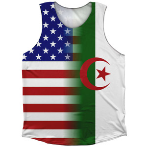 American Flag And Algeria Flag Combination Athletic Tank Top