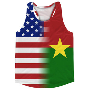 American Flag And Burkina Faso Flag Combination Running Racerback Singlet Track Tank Top