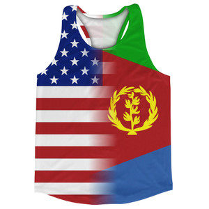 American Flag And Eritrea Flag Combination Running Racerback Singlet Track Tank Top American Flag And Eritrea Flag Combination Running Racerback Singlet Track Tank Top