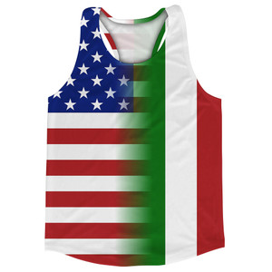 American Flag And Italy Flag Combination Running Racerback Singlet Track Tank Top