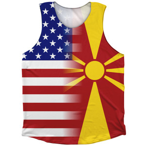 American Flag And North Macedonia Flag Combination Athletic Tank Top American Flag And North Macedonia Flag Combination Athletic Tank Top