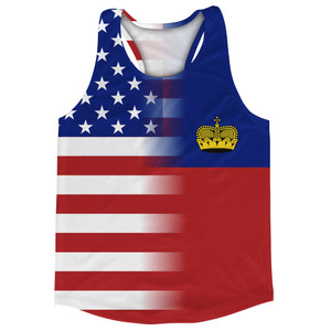American Flag And Liechtenstein Flag Combination Running Racerback Singlet Track Tank Top American Flag And Liechtenstein Flag Combination Running Racerback Singlet Track Tank Top