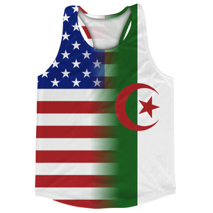 American Flag And Algeria Flag Combination Running Racerback Singlet Track Tank Top American Flag And Algeria Flag Combination Running Racerback Singlet Track Tank Top