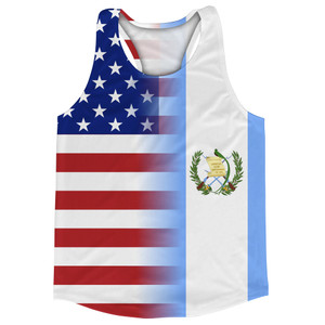 American Flag And Guatemala Flag Combination Running Racerback Singlet Track Tank Top
