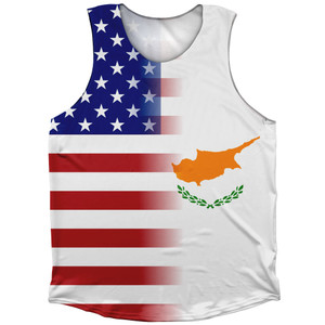 American Flag And Cyprus Flag Combination Athletic Tank Top