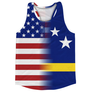 American Flag And Curacao Flag Combination Running Racerback Singlet Track Tank Top American Flag And Curacao Flag Combination Running Racerback Singlet Track Tank Top