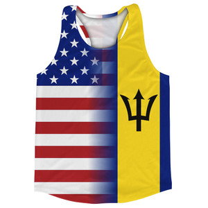 American Flag And Barbados Flag Combination Running Racerback Singlet Track Tank Top