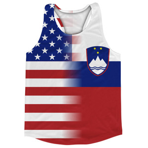 American Flag And Slovenia Flag Combination Running Racerback Singlet Track Tank Top American Flag And Slovenia Flag Combination Running Racerback Singlet Track Tank Top