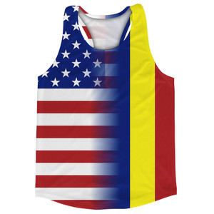 American Flag And Romania Flag Combination Running Racerback Singlet Track Tank Top American Flag And Romania Flag Combination Running Racerback Singlet Track Tank Top